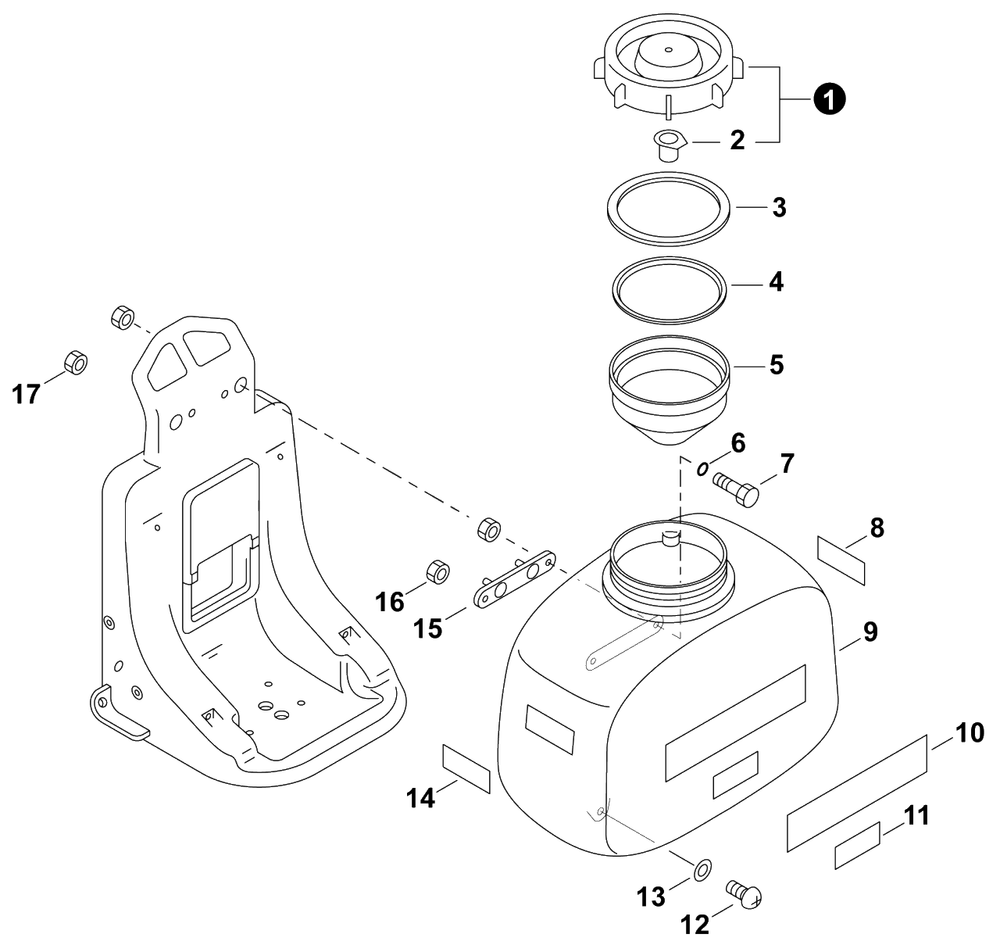 Chemical Tank Diagram and Parts List for ES800 H05120001001 - H05120999999 Shindaiwa Sprayer