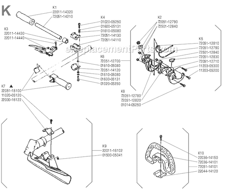 Page K Diagram and Parts List for BP-35  Shindaiwa Brush Cutter