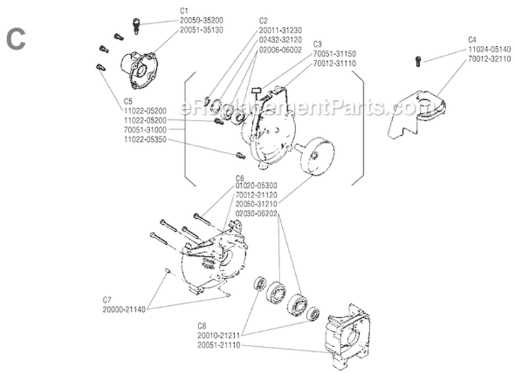 Page C Diagram and Parts List for BP-35  Shindaiwa Brush Cutter