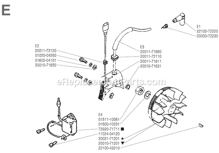 Page E Diagram and Parts List for BP-35  Shindaiwa Brush Cutter
