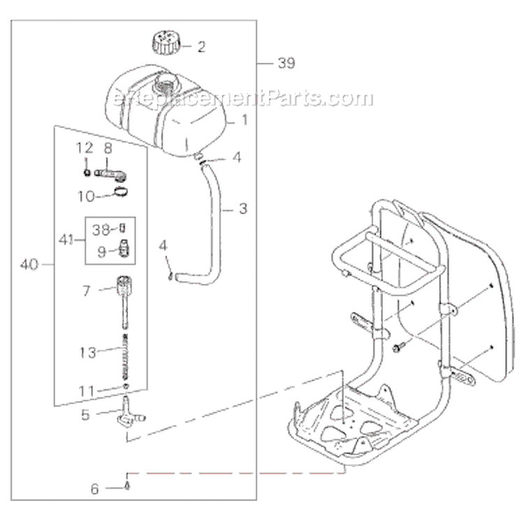 Page H Diagram and Parts List for BP25  Shindaiwa Brush Cutter