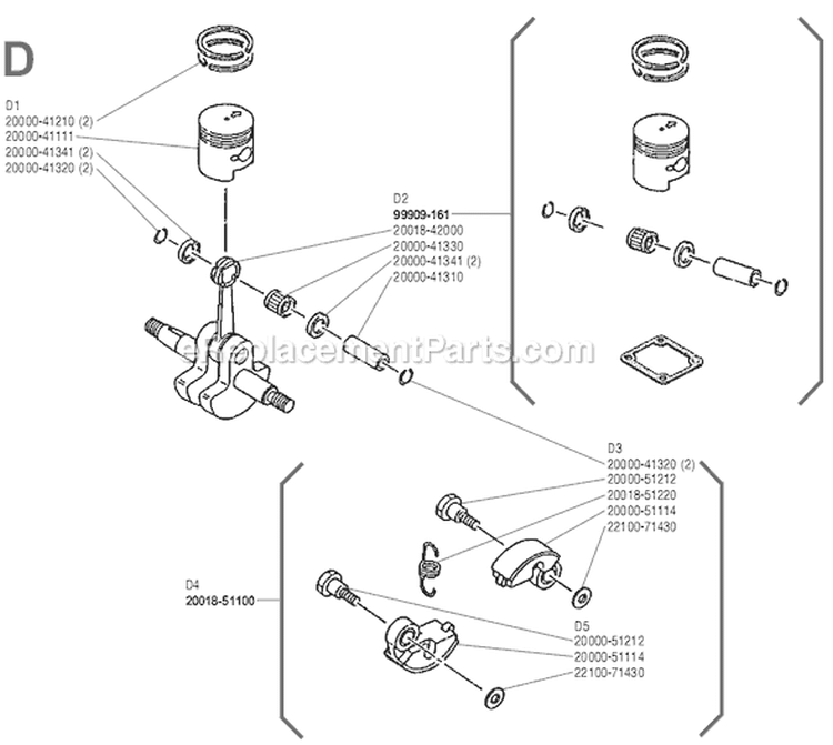 Page D Diagram and Parts List for C-250  Shindaiwa Brush Cutter