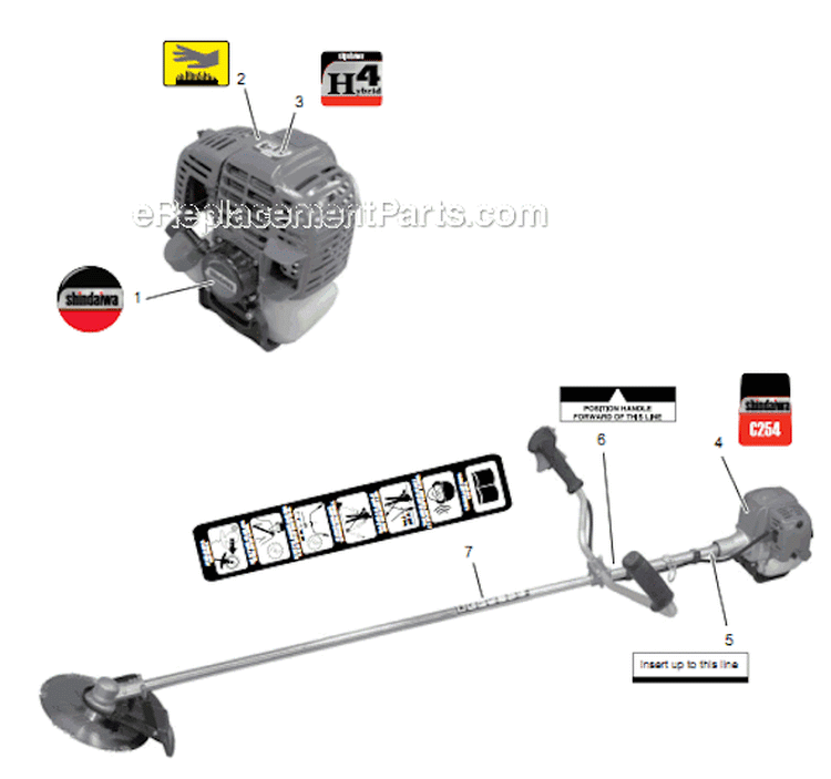 Page R Diagram and Parts List for C254 T10512001001 - T10512999999 Shindaiwa Brush Cutter