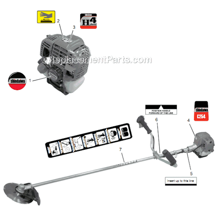 Page R Diagram and Parts List for C254 T10611001001 - T10611999999 Shindaiwa Brush Cutter