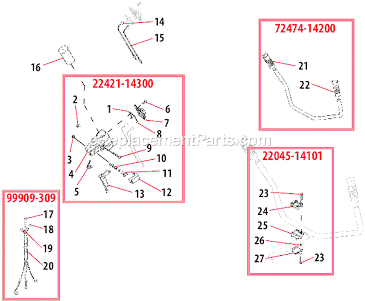 Page K Diagram and Parts List for C260  Shindaiwa Brush Cutter