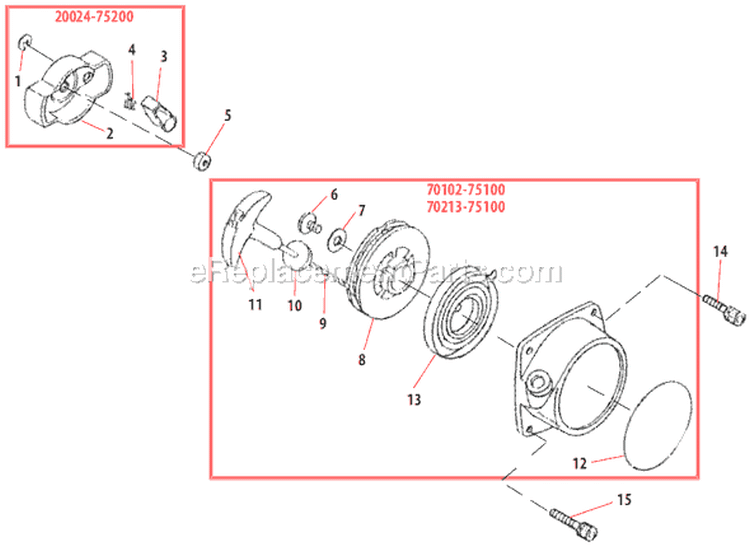 Page F Diagram and Parts List for C260  Shindaiwa Brush Cutter