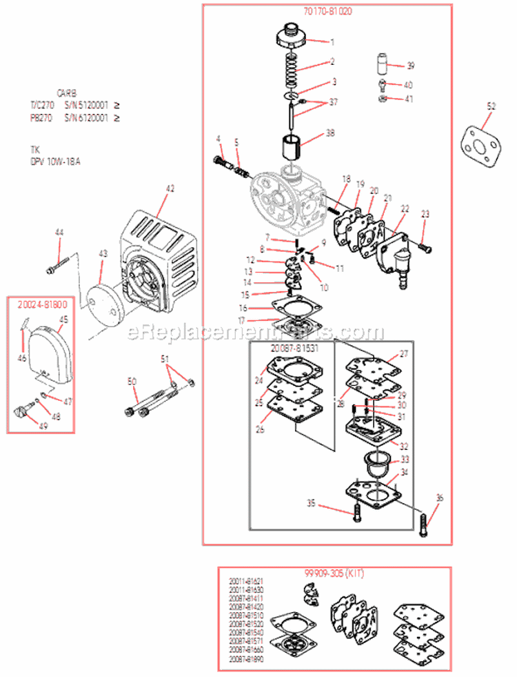 Page L Diagram and Parts List for C270  Shindaiwa Brush Cutter