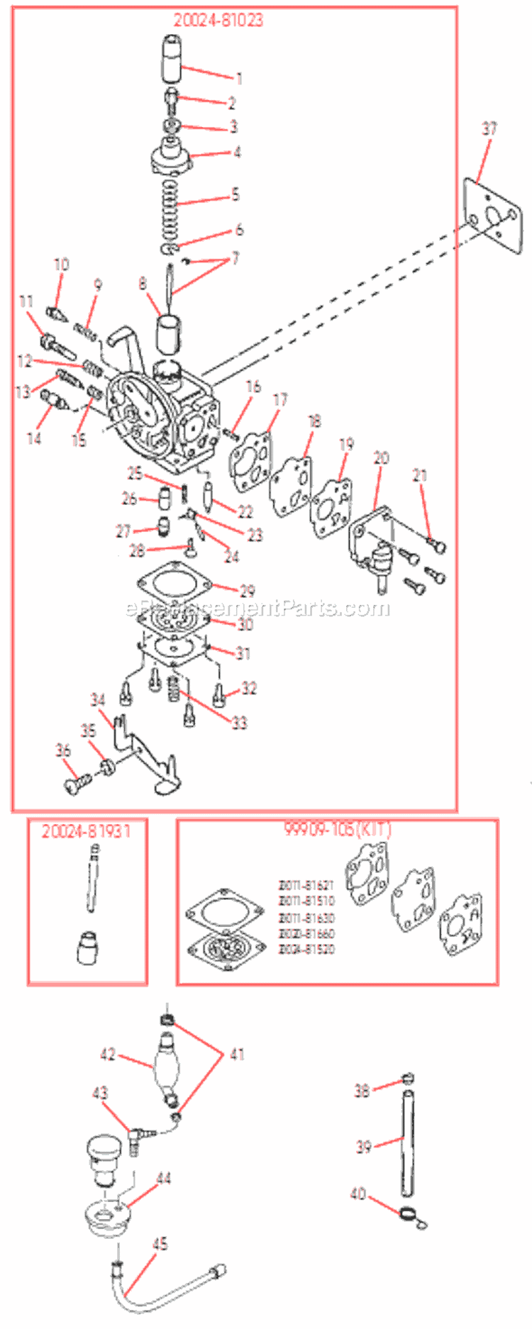 Page M Diagram and Parts List for C270  Shindaiwa Brush Cutter