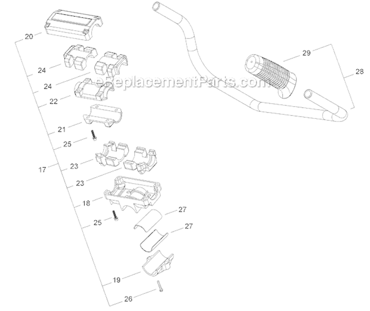 Handle Diagram and Parts List for C3410  Shindaiwa Brush Cutter