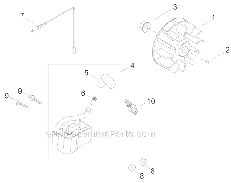 Flywheel, Ignition Diagram and Parts List for C3410  Shindaiwa Brush Cutter