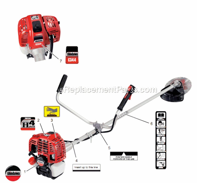 Page R Diagram and Parts List for C344 T15111001001 - T15111999999 Shindaiwa Brush Cutter