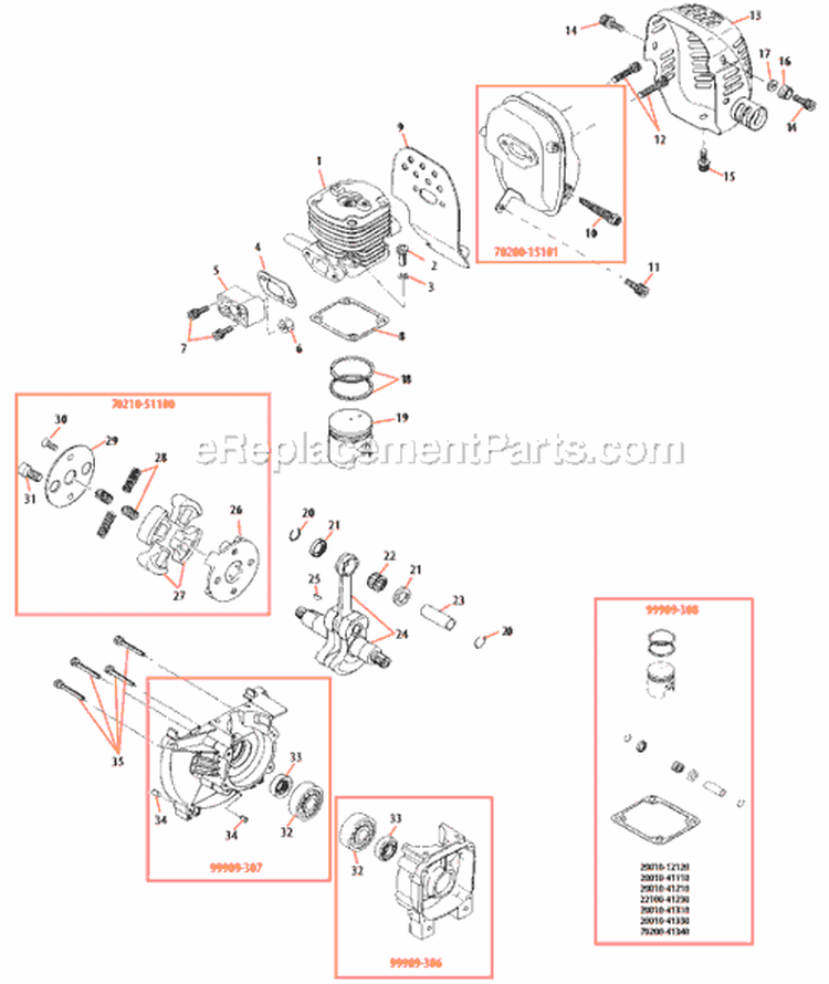 Page A Diagram and Parts List for C350  Shindaiwa Brush Cutter