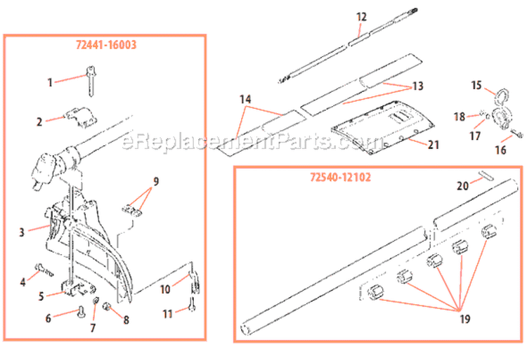 Page H Diagram and Parts List for C350  Shindaiwa Brush Cutter