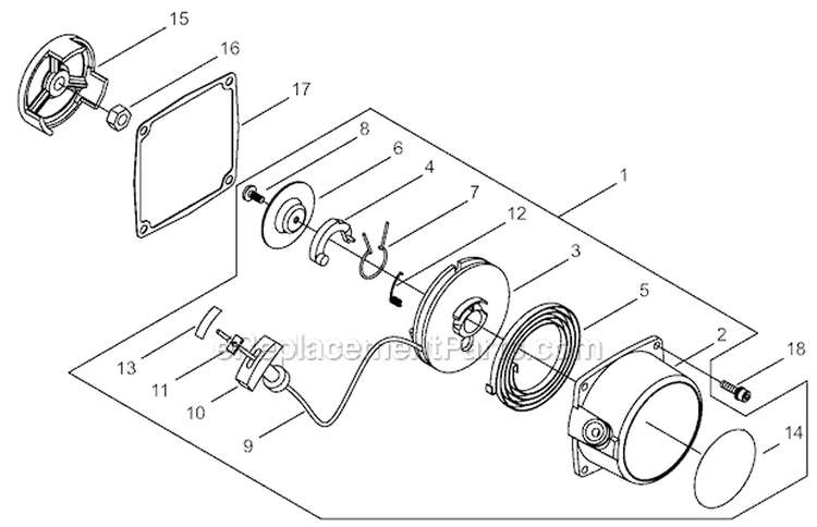 Starter Diagram and Parts List for C35 20000001-20002240 Shindaiwa Brush Cutter