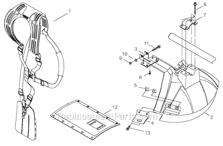 Harness Assembly, Debris Shield Diagram and Parts List for C35 9014161-9099999 Shindaiwa Brush Cutter