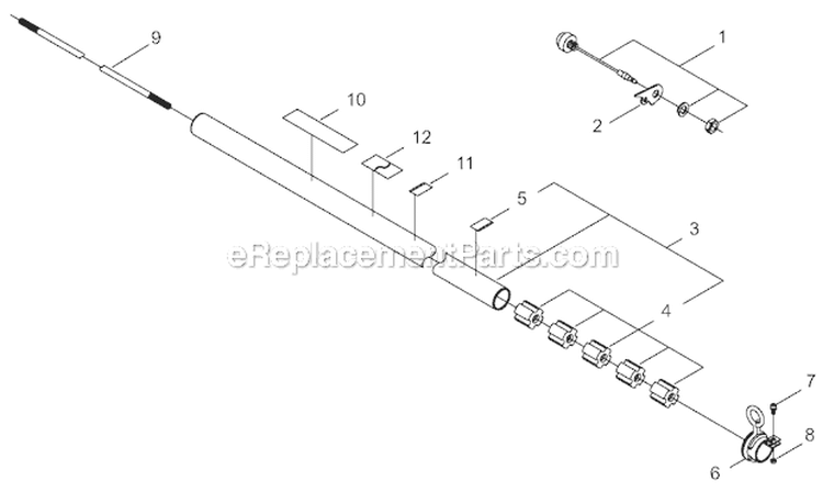 Outer Tube Diagram and Parts List for C35 9014161-9099999 Shindaiwa Brush Cutter