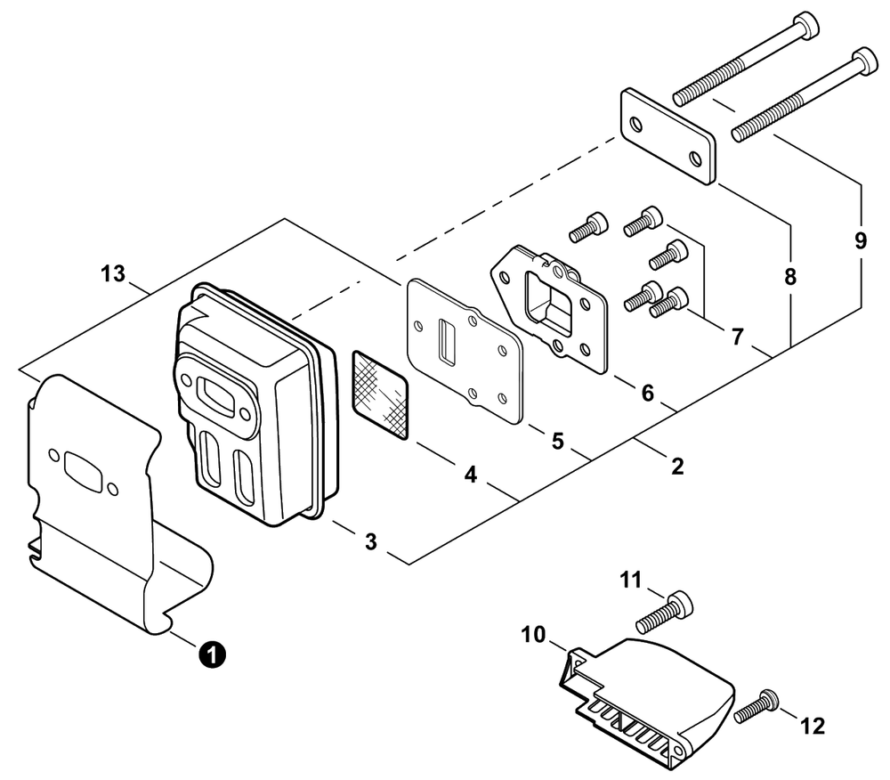 Exhaust Diagram and Parts List for FH235 T47914001001 - T47914999999 Shindaiwa Hedge Trimmer