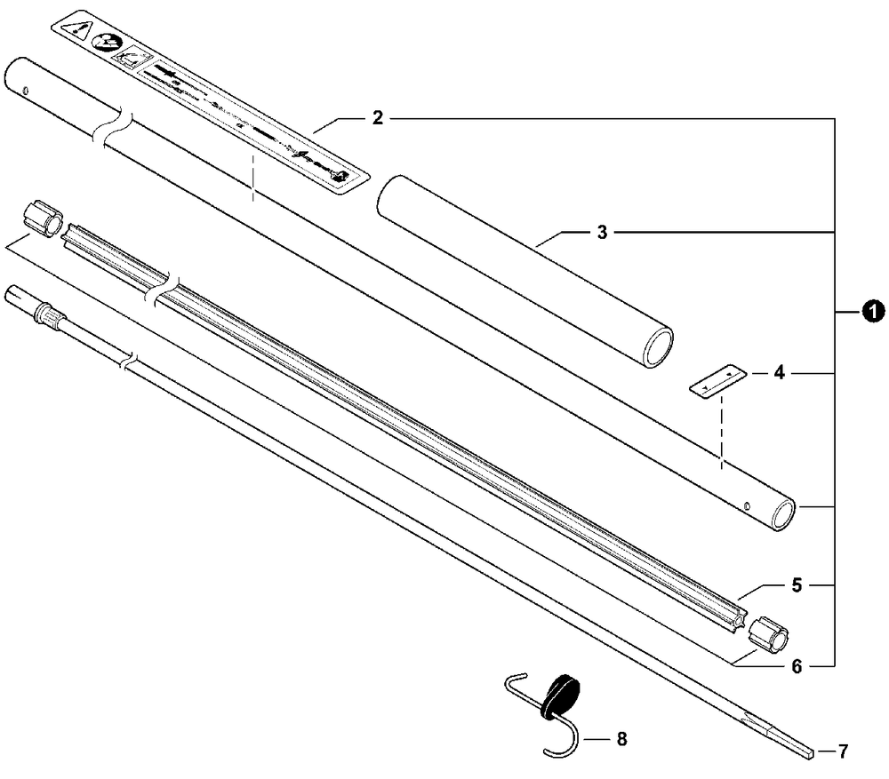 Main Pipe Diagram and Parts List for 66012 99922205150 Shindaiwa Trimmer
