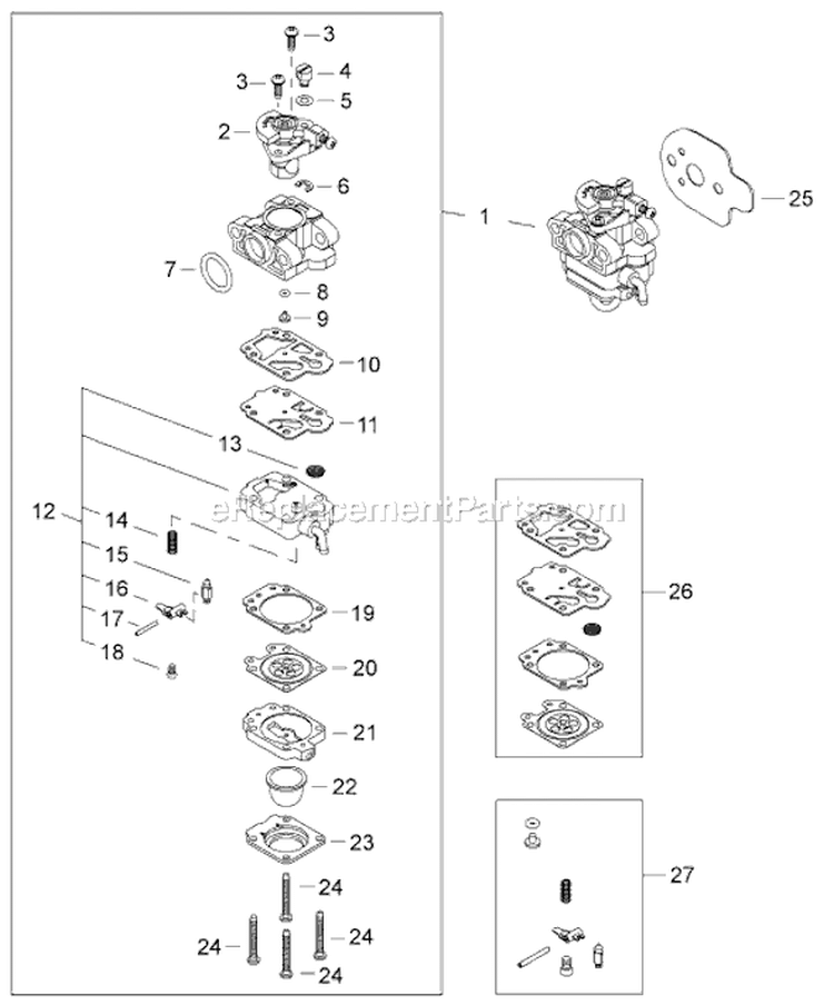 Page J Diagram and Parts List for CT2510  Shindaiwa Cultivator