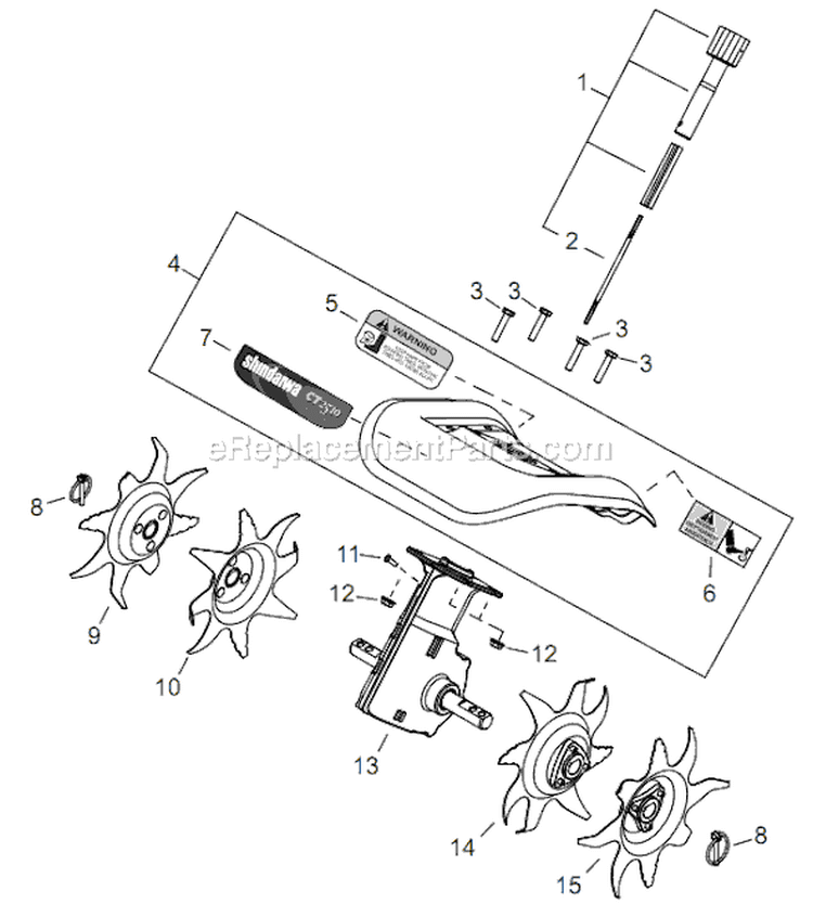 Page N Diagram and Parts List for CT2510  Shindaiwa Cultivator