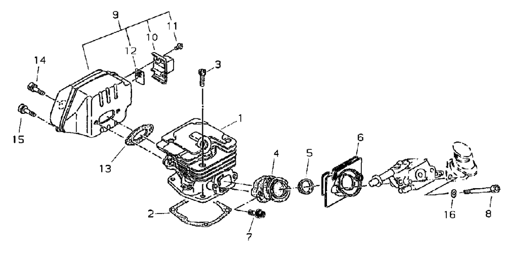 Cylinder / Intake / Exhaust Diagram and Parts List for 360EMC 20001001 - 20999999 Shindaiwa Chainsaw