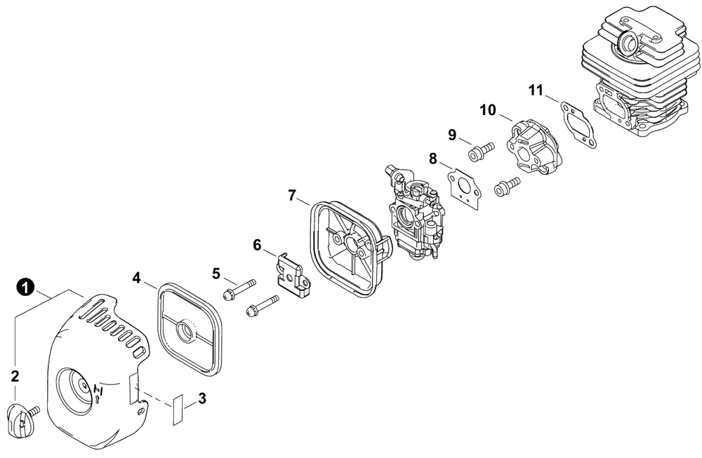 Intake Diagram and Parts List for B445 U76226001001 - U76226999999 Shindaiwa Brush Cutter