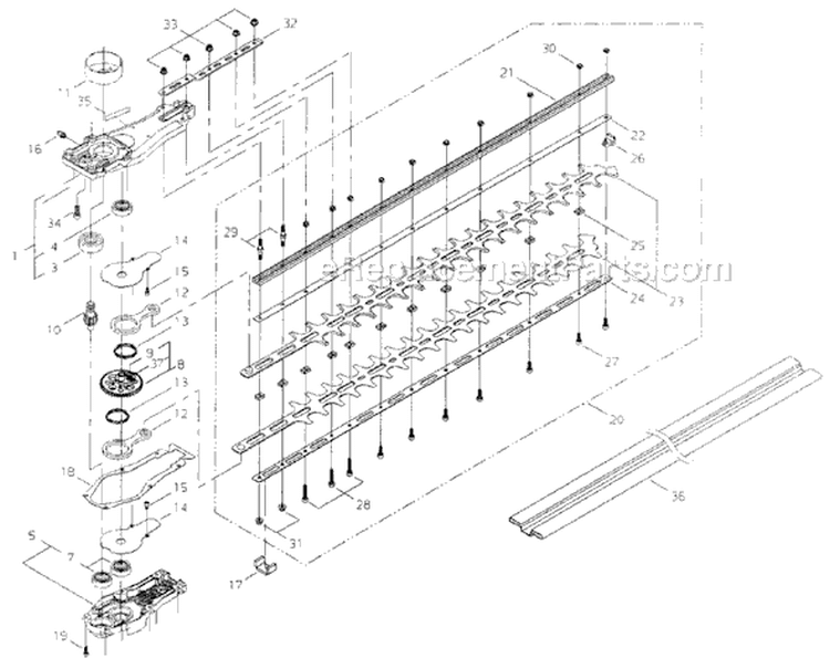 Page G Diagram and Parts List for DH2510  Shindaiwa Hedge Trimmer