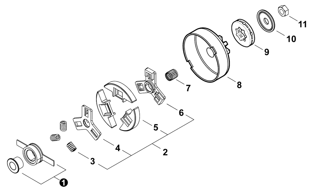 Clutch Diagram and Parts List for 492 C83615001001 - C83615999999 Shindaiwa Chainsaw