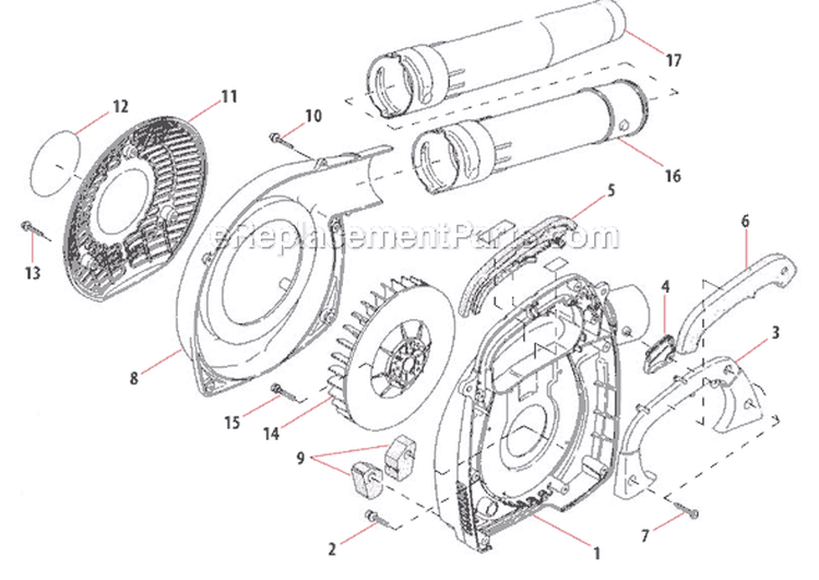 Page D Diagram and Parts List for EB240S  Shindaiwa Leaf Blower / Vacuum