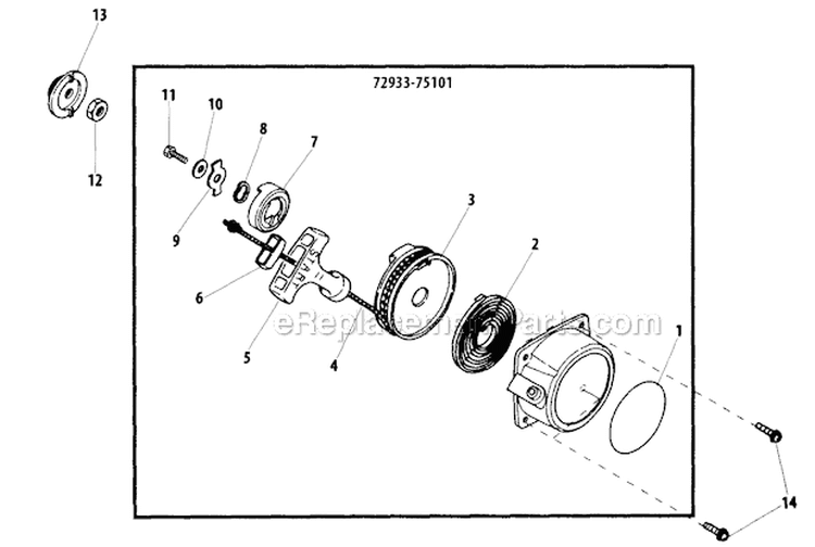 Starter Diagram and Parts List for EB240  Shindaiwa Leaf Blower / Vacuum