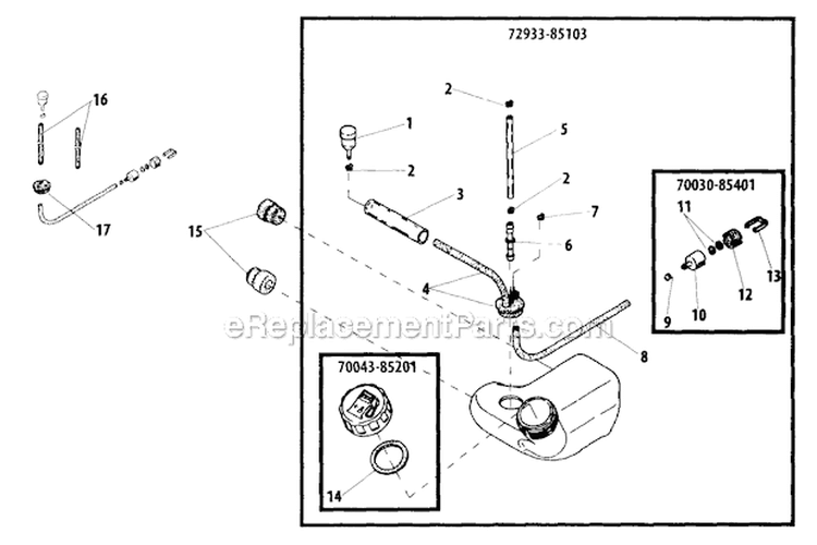Fuel Tank Diagram and Parts List for EB240  Shindaiwa Leaf Blower / Vacuum