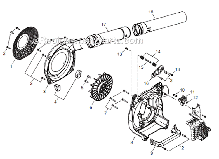 Page J Diagram and Parts List for EB254 T10812001001 - T10812999999 Shindaiwa Leaf Blower / Vacuum