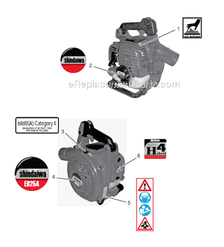 Page L Diagram and Parts List for EB254 T10812001001 - T10812999999 Shindaiwa Leaf Blower / Vacuum