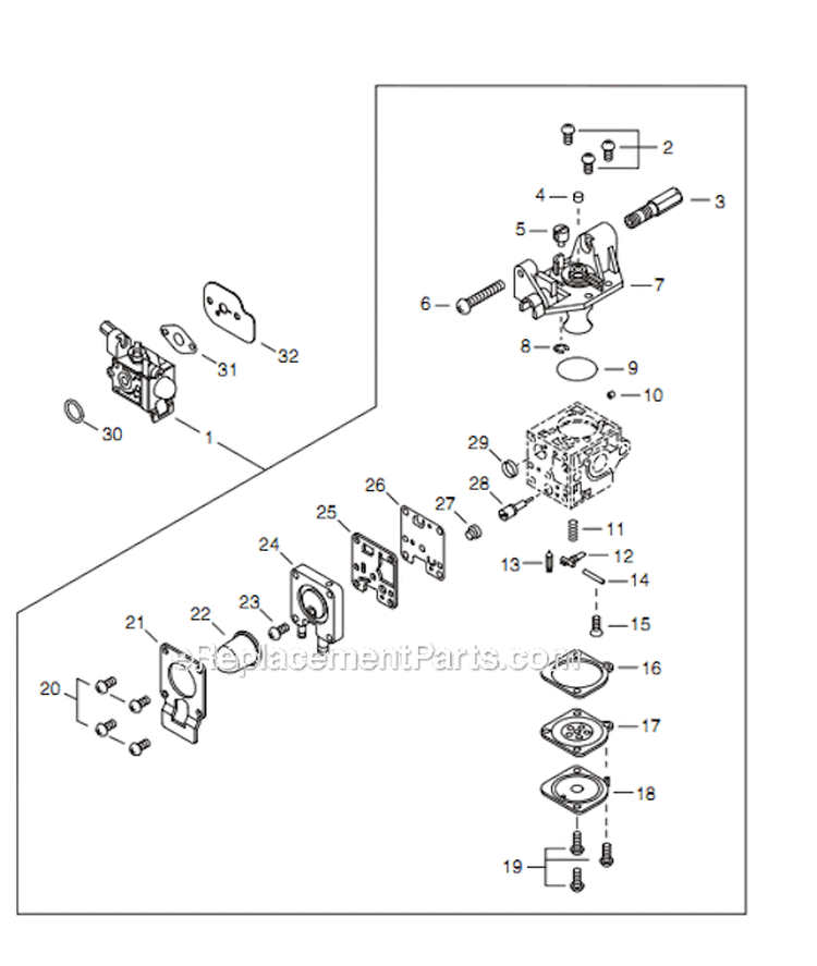 Page G Diagram and Parts List for EB254 T10812001001 - T10812999999 Shindaiwa Leaf Blower / Vacuum