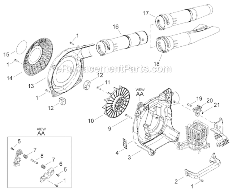 Page M Diagram and Parts List for EB3410  Shindaiwa Leaf Blower / Vacuum