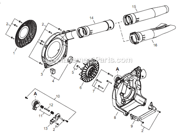 Page J Diagram and Parts List for EB344 T15612001001 - T15612999999 Shindaiwa Leaf Blower / Vacuum