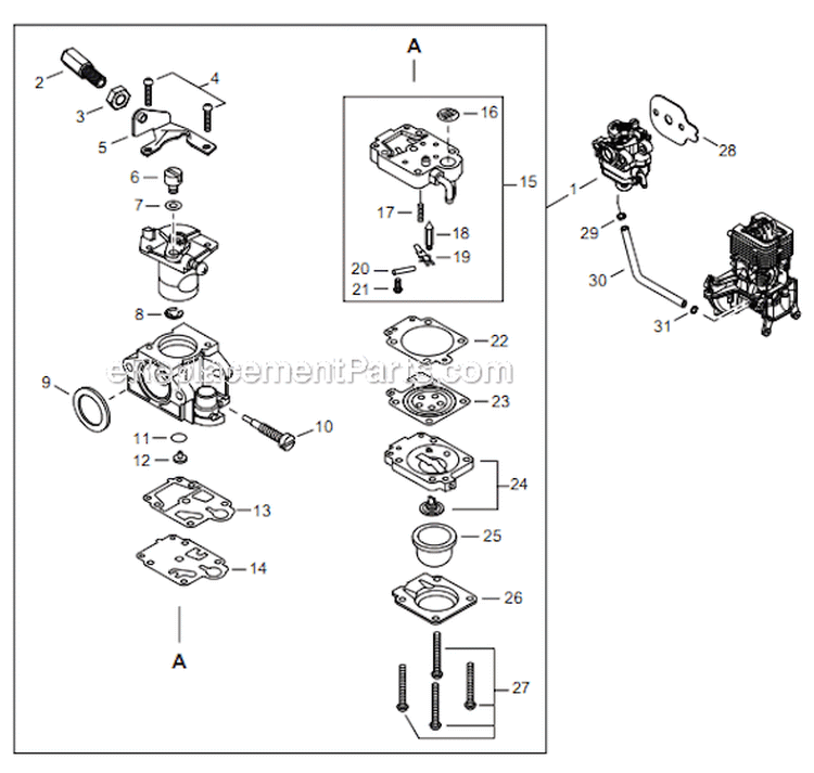Page G Diagram and Parts List for EB344 T15612001001 - T15612999999 Shindaiwa Leaf Blower / Vacuum
