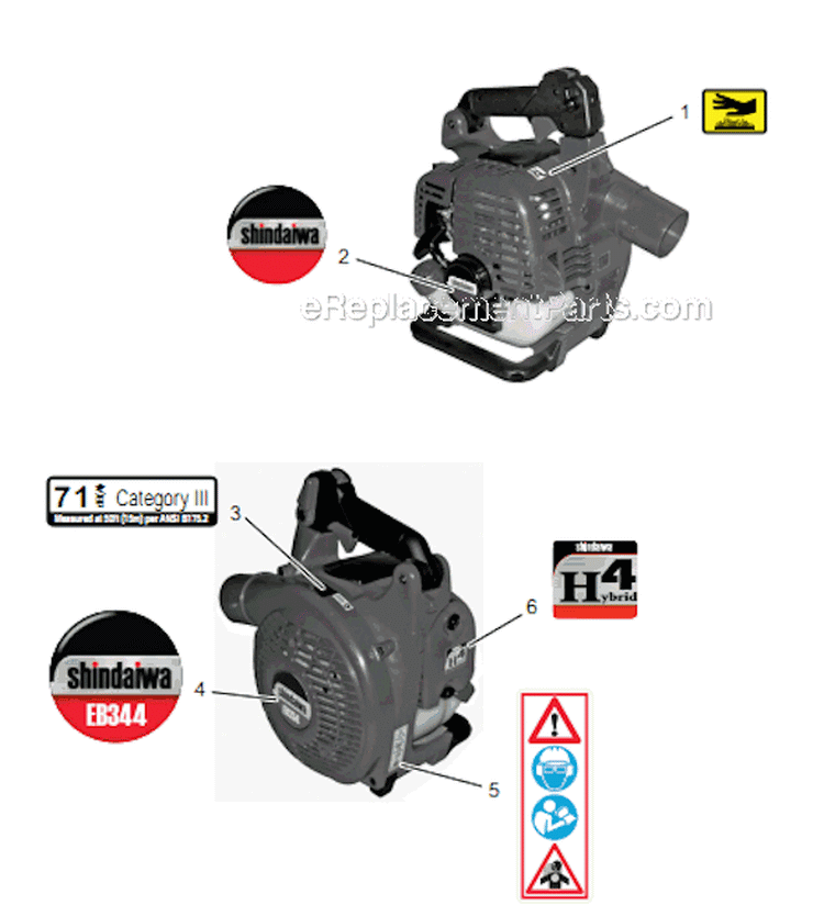 Page L Diagram and Parts List for EB344 T15711001001 - T15711999999 Shindaiwa Leaf Blower / Vacuum
