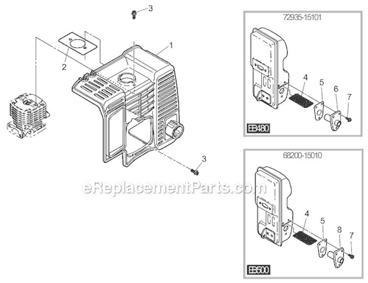Page B Diagram and Parts List for EB500  Shindaiwa Leaf Blower / Vacuum