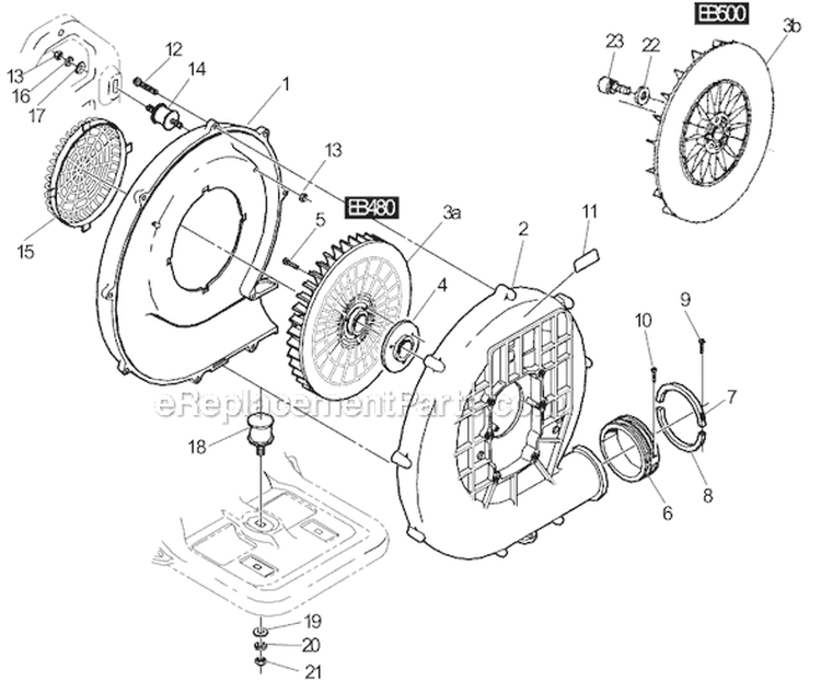 Page I Diagram and Parts List for EB500  Shindaiwa Leaf Blower / Vacuum