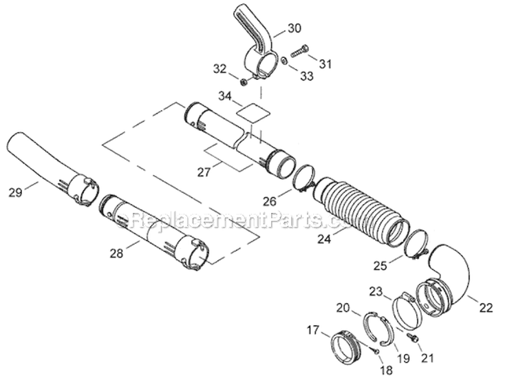 Page J Diagram and Parts List for EB501  Shindaiwa Leaf Blower / Vacuum