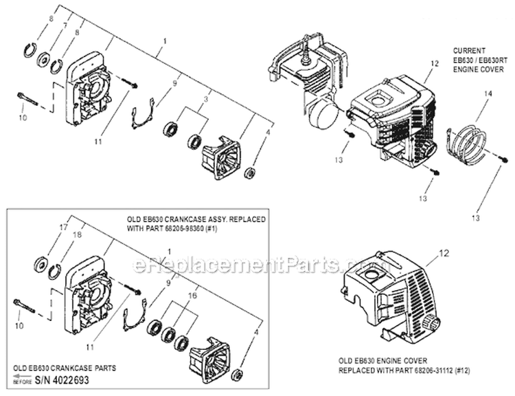 Page B Diagram and Parts List for EB630RT 5060001 Shindaiwa Leaf Blower / Vacuum