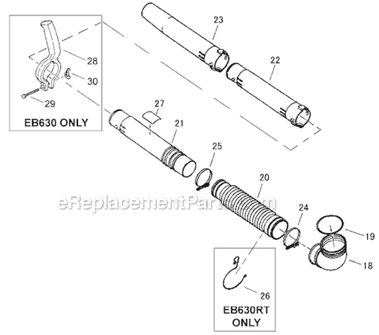 Page D Diagram and Parts List for EB630RT 5060001 Shindaiwa Leaf Blower / Vacuum