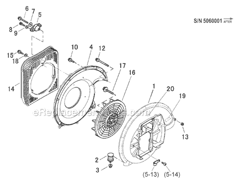 Page F Diagram and Parts List for EB630RT 5060001 Shindaiwa Leaf Blower / Vacuum