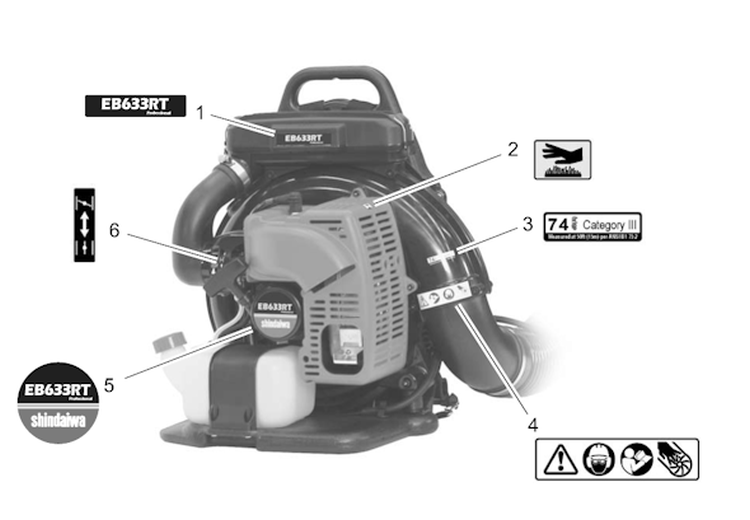 Page M Diagram and Parts List for EB633RT P02511001001-P02511999999 Shindaiwa Leaf Blower / Vacuum