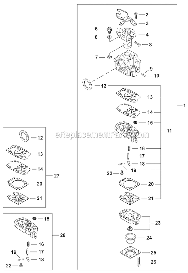 Page F Diagram and Parts List for EB633RT P02511001001-P02511999999 Shindaiwa Leaf Blower / Vacuum
