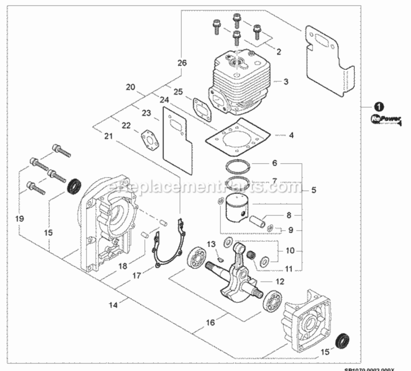 Engine Diagram and Parts List for EB633RT P39012001001 - P39012999999 Shindaiwa Leaf Blower / Vacuum