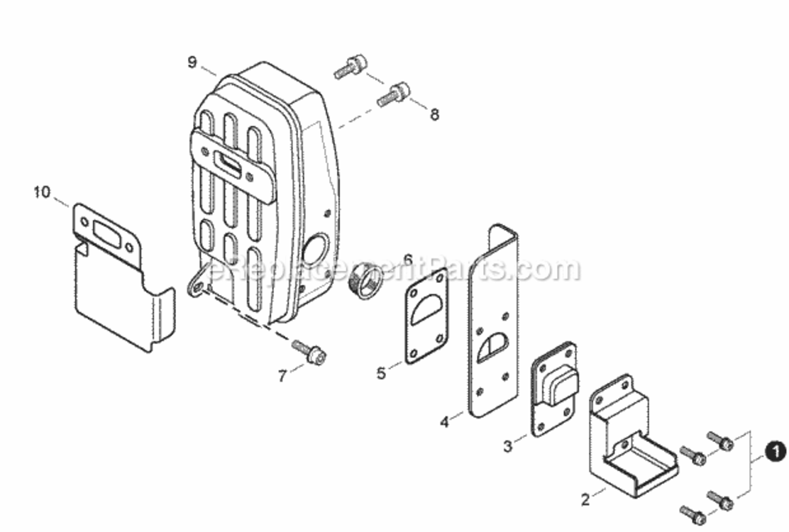 Exhaust Diagram and Parts List for EB633RT P39012001001 - P39012999999 Shindaiwa Leaf Blower / Vacuum