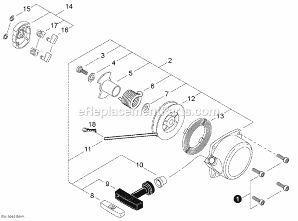 Starter Diagram and Parts List for EB633RT P39111001001 - P39111999999 Shindaiwa Leaf Blower / Vacuum