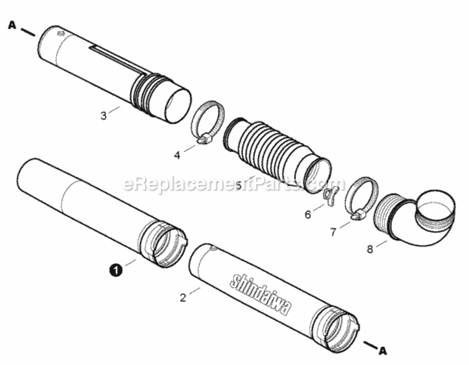 Blower_Tubes Diagram and Parts List for EB633RT P39111001001 - P39111999999 Shindaiwa Leaf Blower / Vacuum